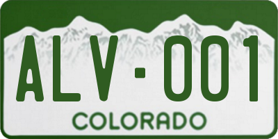 CO license plate ALV001