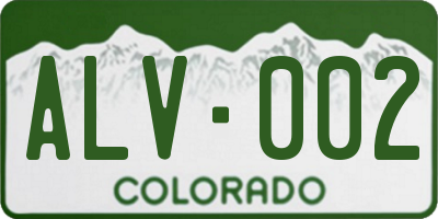 CO license plate ALV002