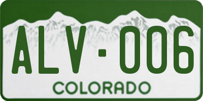 CO license plate ALV006