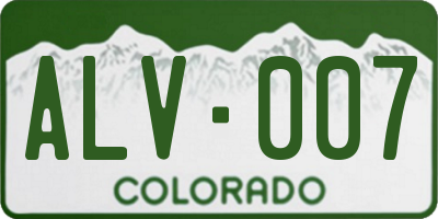 CO license plate ALV007