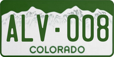 CO license plate ALV008