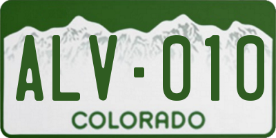 CO license plate ALV010