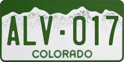 CO license plate ALV017