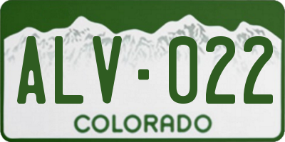 CO license plate ALV022