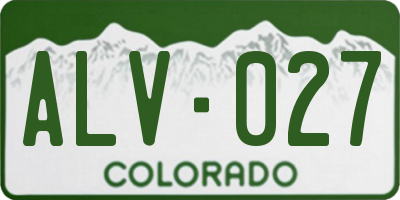 CO license plate ALV027