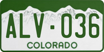 CO license plate ALV036