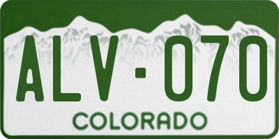 CO license plate ALV070