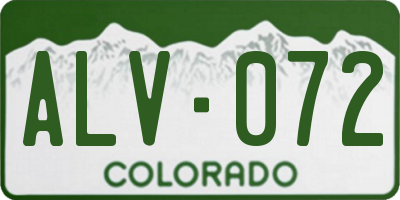 CO license plate ALV072