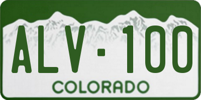 CO license plate ALV100