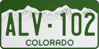CO license plate ALV102
