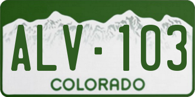 CO license plate ALV103