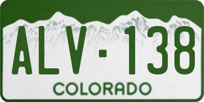 CO license plate ALV138