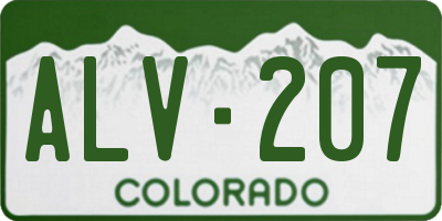 CO license plate ALV207