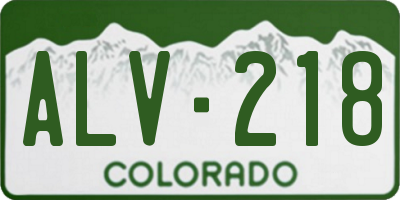 CO license plate ALV218