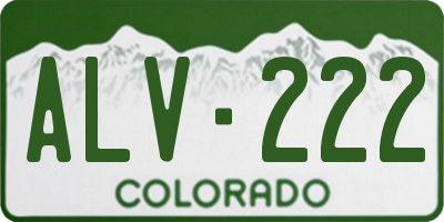 CO license plate ALV222