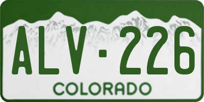 CO license plate ALV226