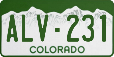 CO license plate ALV231