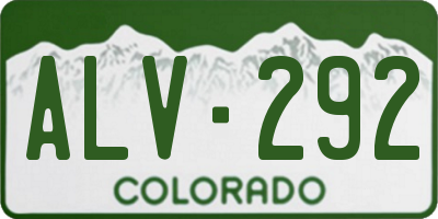 CO license plate ALV292