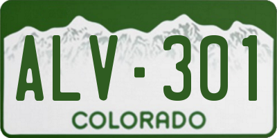 CO license plate ALV301