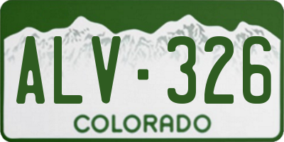 CO license plate ALV326