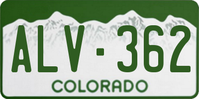 CO license plate ALV362