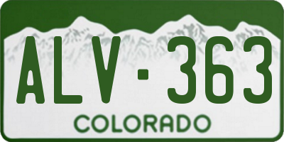 CO license plate ALV363