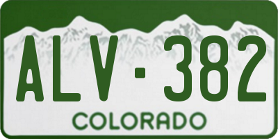 CO license plate ALV382