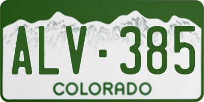CO license plate ALV385