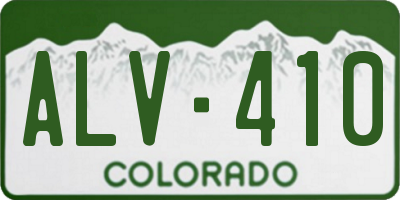 CO license plate ALV410