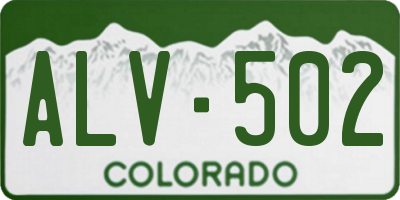 CO license plate ALV502
