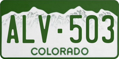 CO license plate ALV503