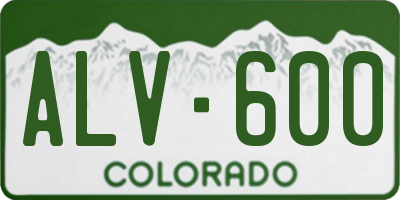 CO license plate ALV600