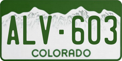 CO license plate ALV603
