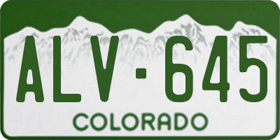 CO license plate ALV645