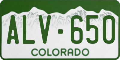 CO license plate ALV650