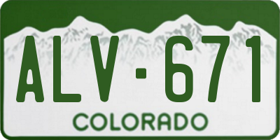 CO license plate ALV671