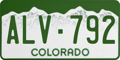 CO license plate ALV792