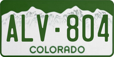 CO license plate ALV804