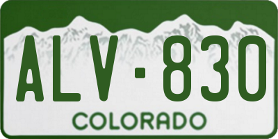 CO license plate ALV830