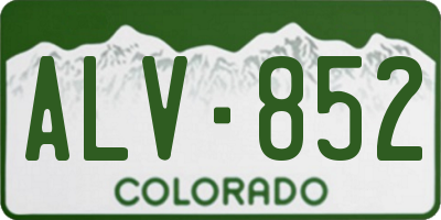CO license plate ALV852
