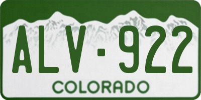 CO license plate ALV922