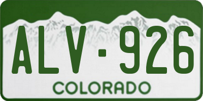 CO license plate ALV926