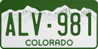 CO license plate ALV981