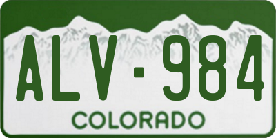CO license plate ALV984