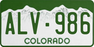 CO license plate ALV986