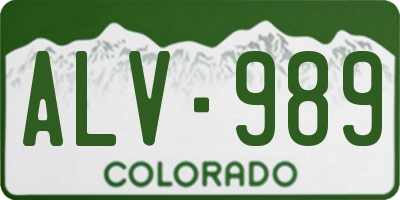 CO license plate ALV989