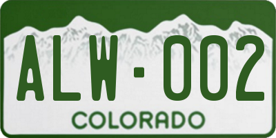 CO license plate ALW002