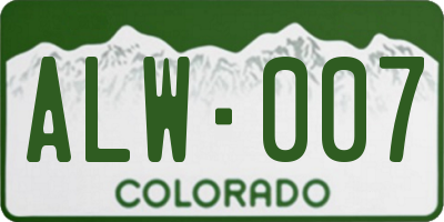CO license plate ALW007
