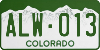 CO license plate ALW013