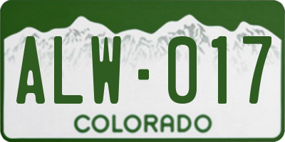 CO license plate ALW017